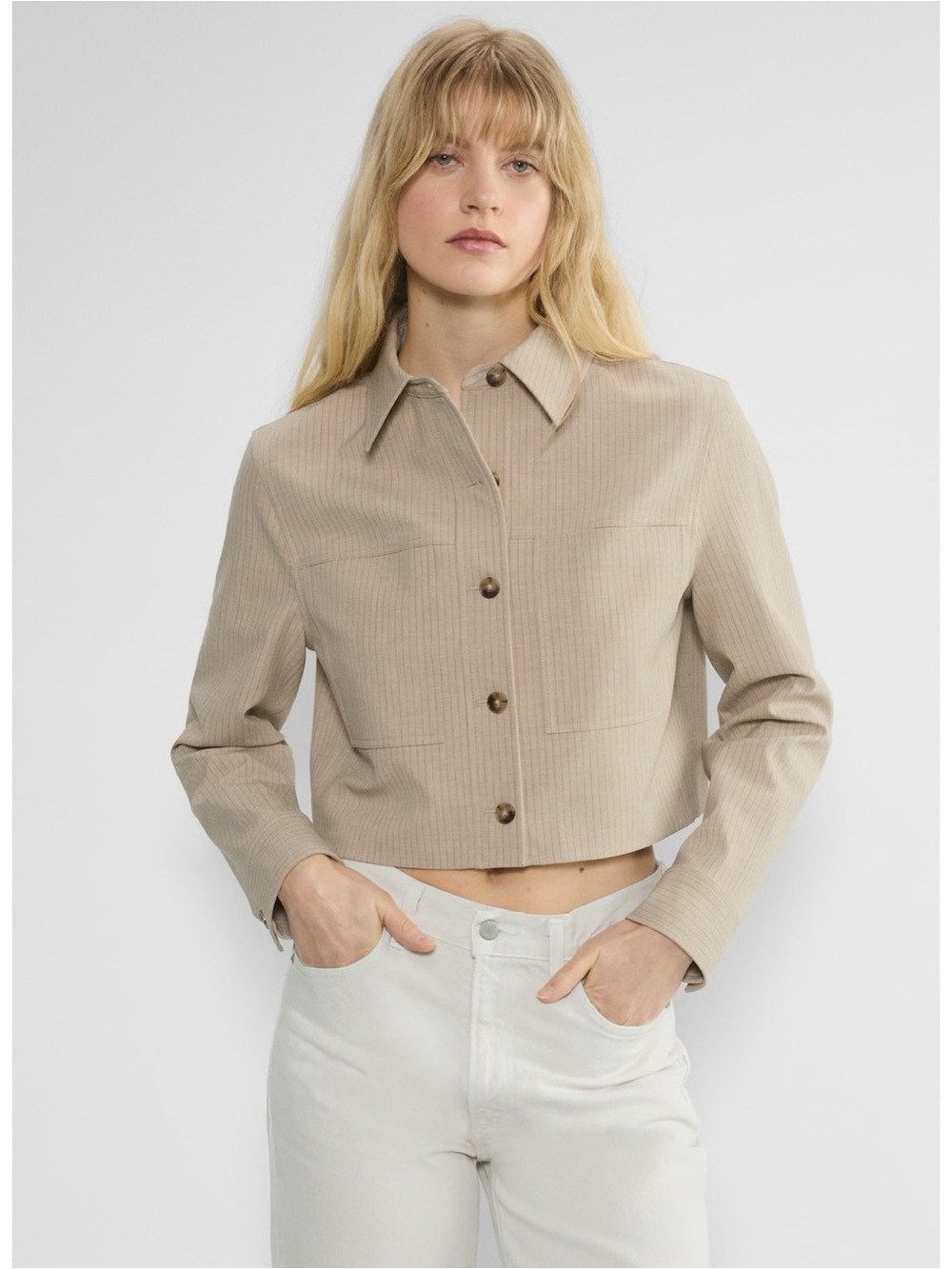 nwot Wilfred Little cropped jacket 6 tan striped